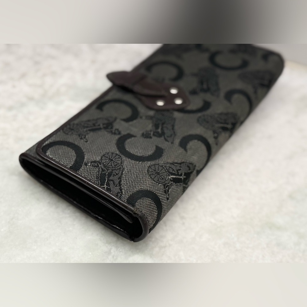 SOLD CELINE Vintage Macadam Logo Canvas/Patent Leather Long Flap Snap Wallet - Picture 5 of 16
